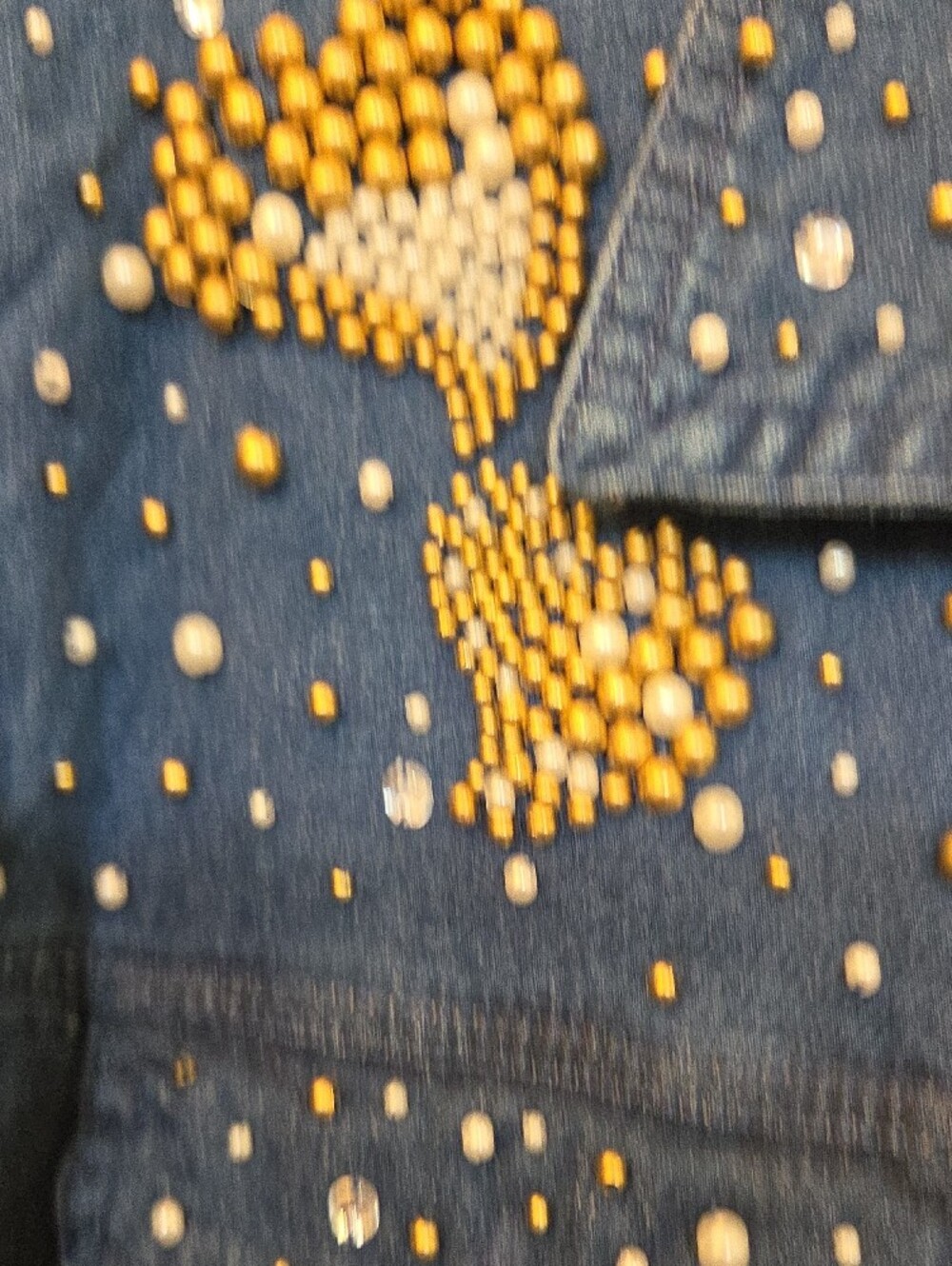 Denim Jacket/shirt with Gold Stud Heart Accents - Blue - Picture 4 of 7